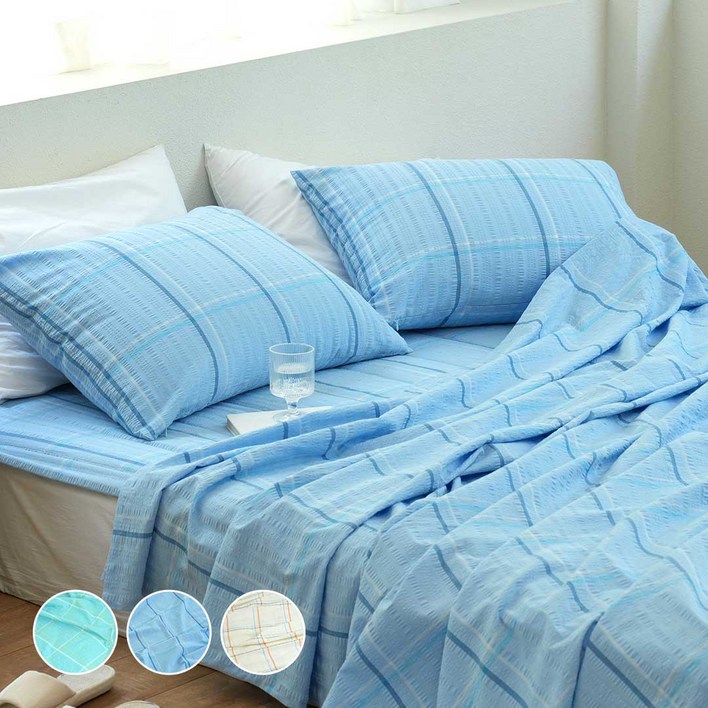 오리고 자연이 주는 시원함 면 시어서커 여름 홑이불 세트