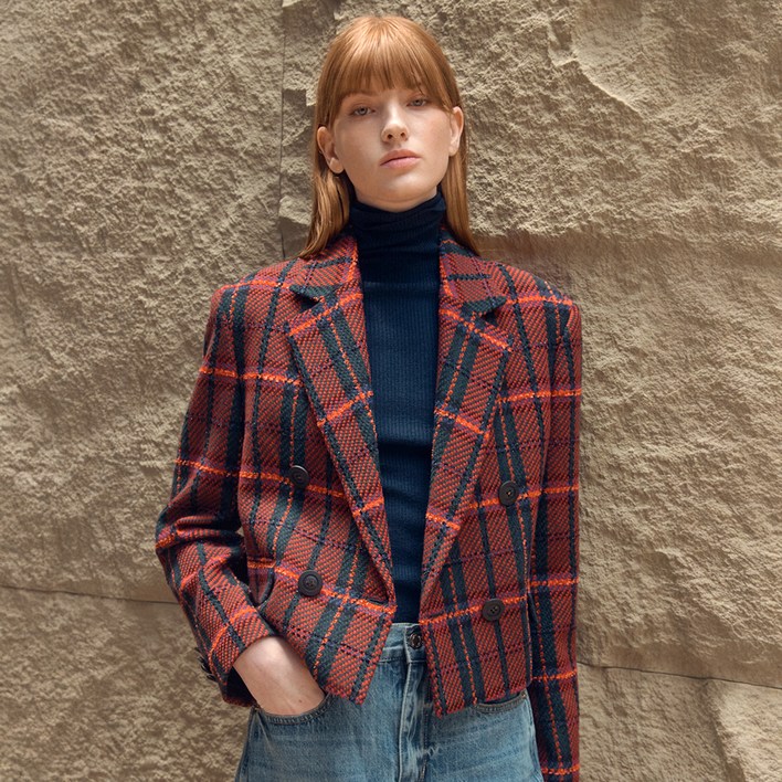 제시뉴욕 여성용 울 배색 크롭 자켓 IEA-NSJL0380