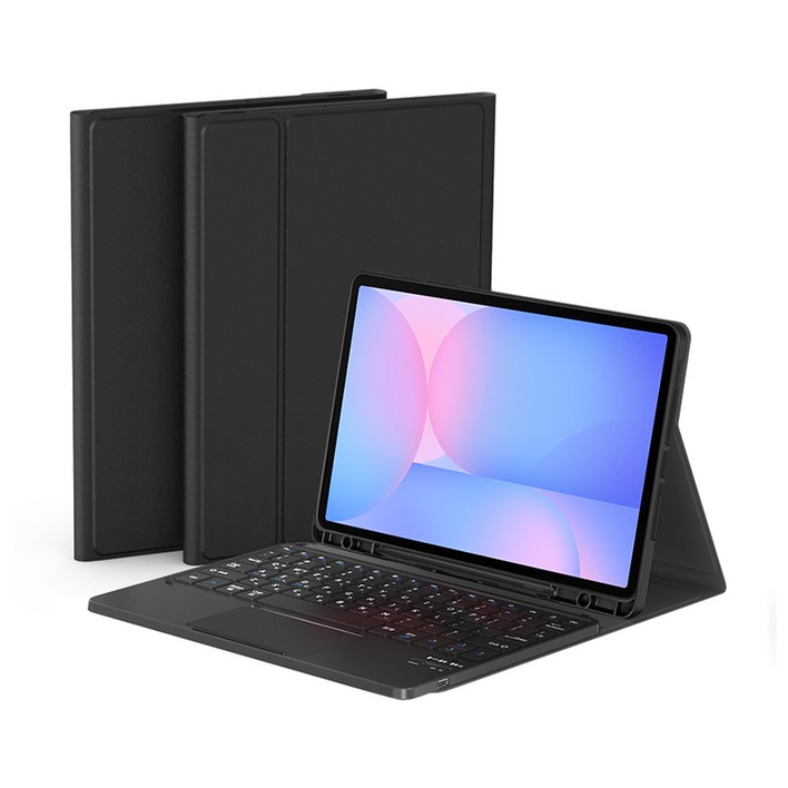 데이웍스 갤럭시탭 S7 FE S7+ S8+ 플러스 블루투스 터치패드 키보드 케이스 S펜 수납 학교 교육청 디벗, 터치패드 키보드 케이스 블랙, 1개