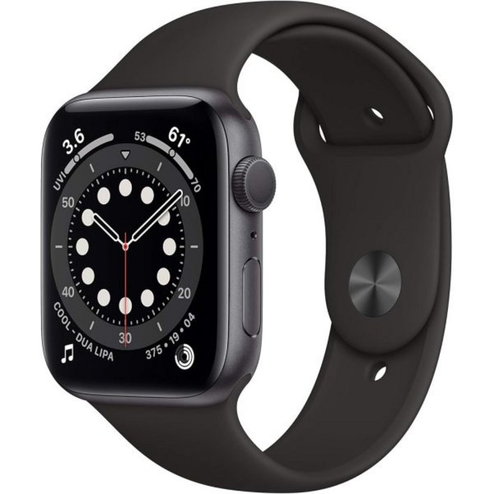 Apple Watch 시리즈 6GPS 44mm - 블랙 스포츠 밴드가 있는 스페이스 그레이 알루미늄 케이스갱신
