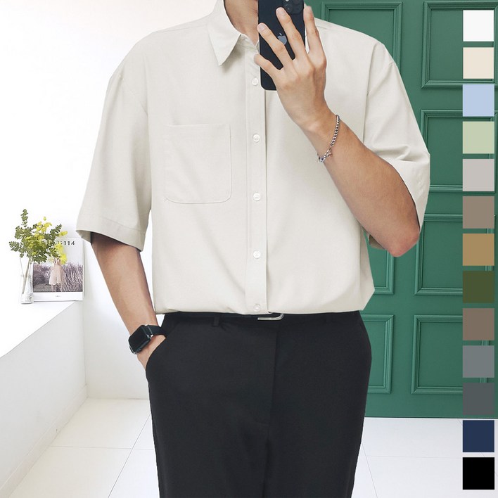 남자 반팔셔츠 링클프리 스판 캐주얼 와이셔츠 남방 빅사이즈 JC006
