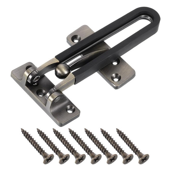 지키미 현관문 안전고리 이중잠금 빗장쇠 걸쇠 블랙, 1개