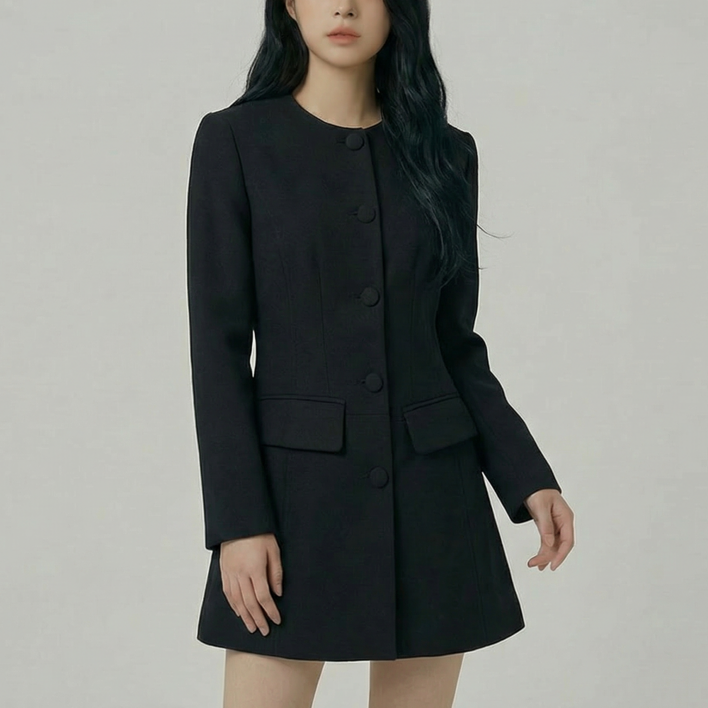 러아카 여성 라운드넥 소프트 자켓 원피스