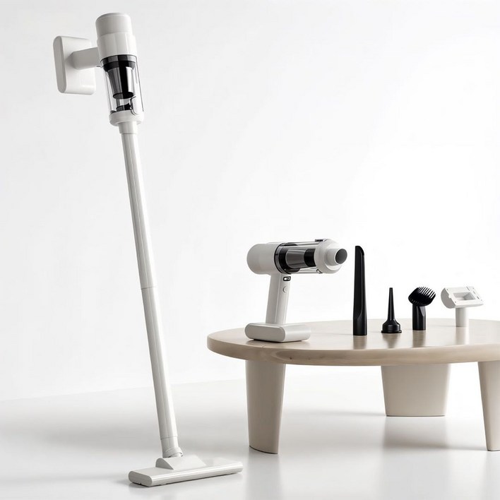 피크라 무선 청소기 흡입 불기 2in1 일체형 강력 흡진 청소기 가정용 차량용, 화이트