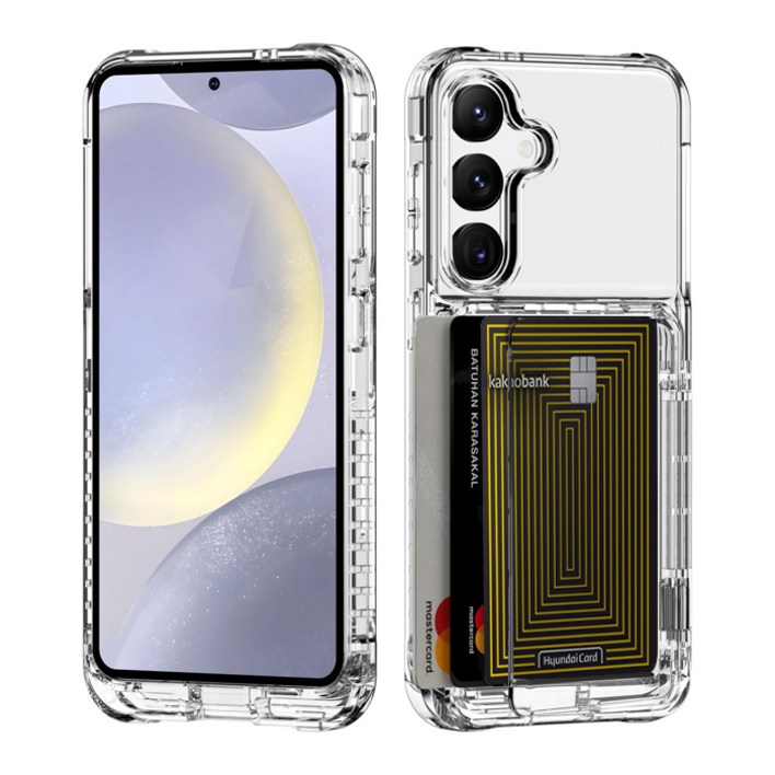솔리스팅 반자동 카드수납 4장 갤럭시S26 S25 S24 S23 엣지 아이폰 17 프로 맥스 에어 크리스탈 투명 케이스