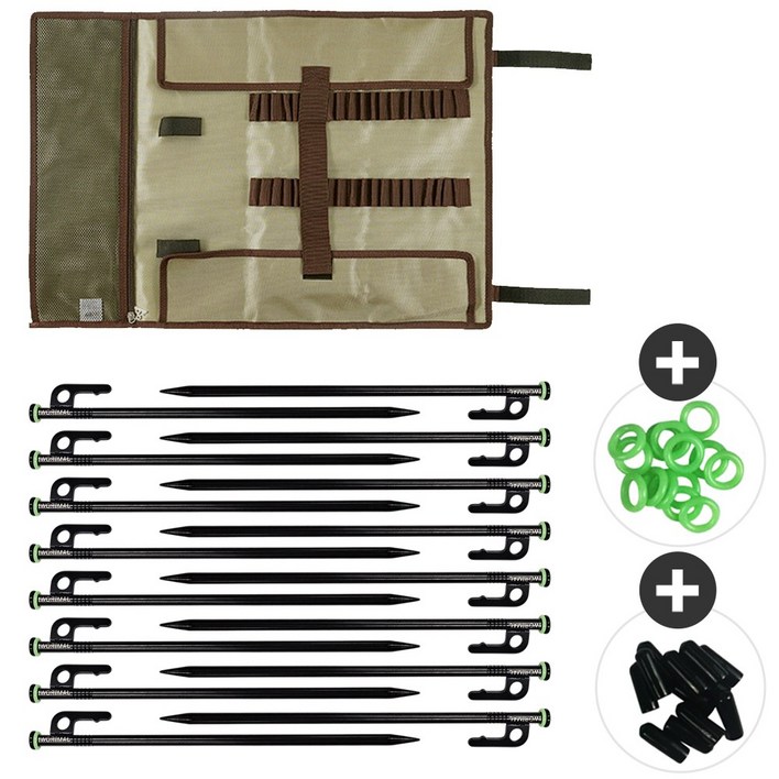 자캠 고강도 30cm 캠핑 단조팩 14개 세트 보호캡 야광링 롤팩가방