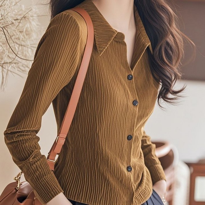 캐주얼 여성 긴팔 셔츠 프리미엄 오피스룩 슬림핏 셔츠 빅사이즈 여자 와이셔츠 봄 가을 여자 셔츠 남방 LQZ