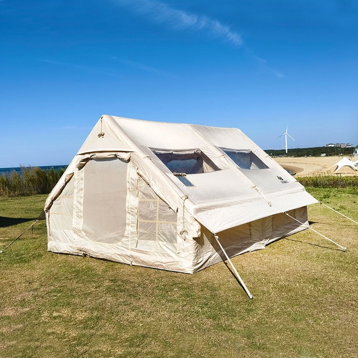 아이순스 AISUNSS 에어텐트 공기주입식 캠핑텐트 풀세트 리빙쉘 텐트 베이지 창문블랙 창문, 베이지