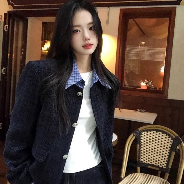 여성 봄 가을 트위드 자켓 데일리룩 패션 오피스룩 자켓 코트