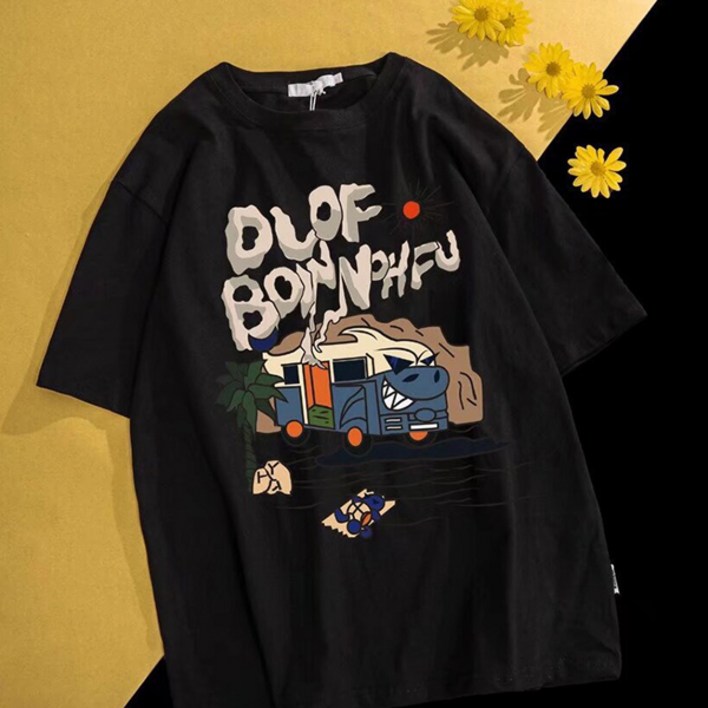 레일라 캠핑카 프린팅 반팔 티셔츠 S250711SM-5