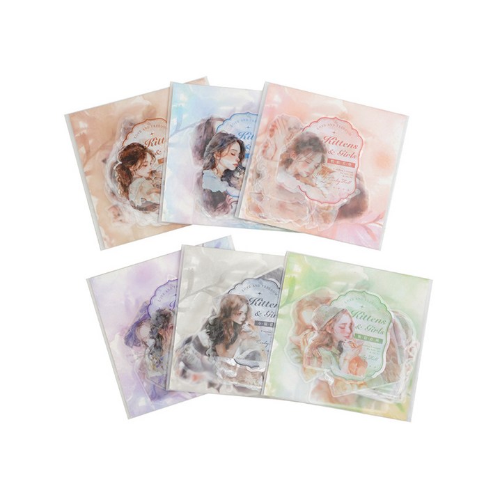 올리브 파티 키튼앤걸 시리즈 감성 빈티지 인물 소녀 다꾸 스티커 30p 세트