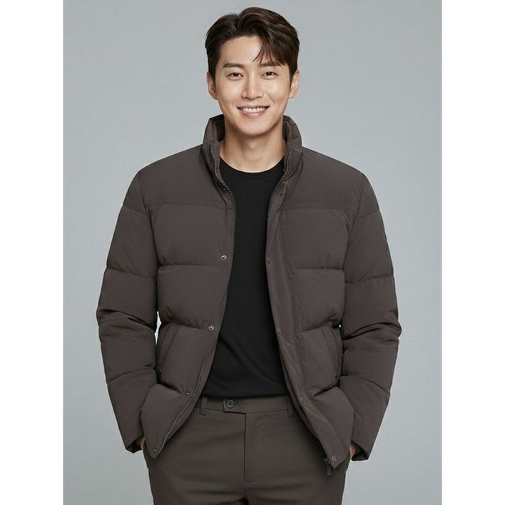 BY파크랜드 그레이 니트 에리 미들 다운 점퍼-AA3JJ420