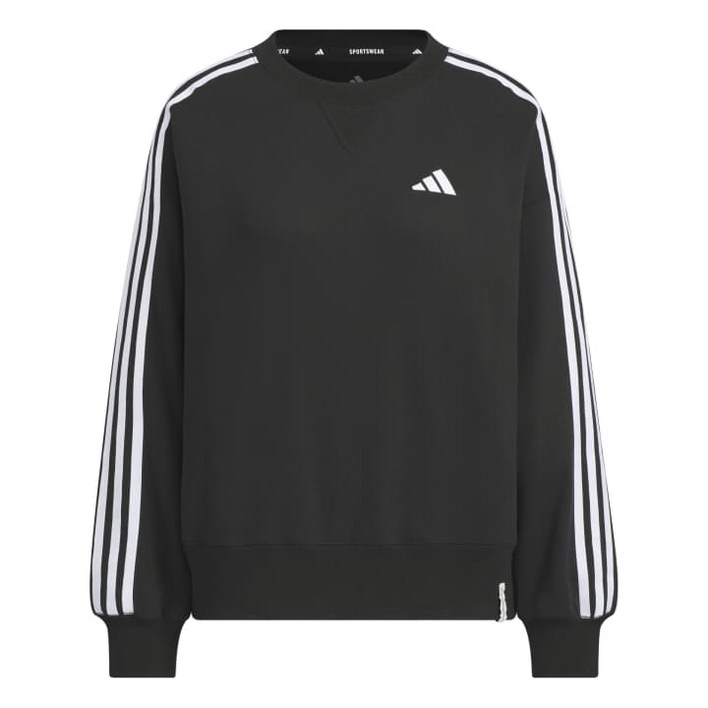 아디다스 W 에센셜 플러스 3스트라이프 프렌치 테리 크루 스웨트셔츠 아디다스맨투맨 아디다스긴팔티 여성긴팔티 데일리티셔츠 일상티 맨투맨 여성맨투맨 삼선티셔츠 JW4487