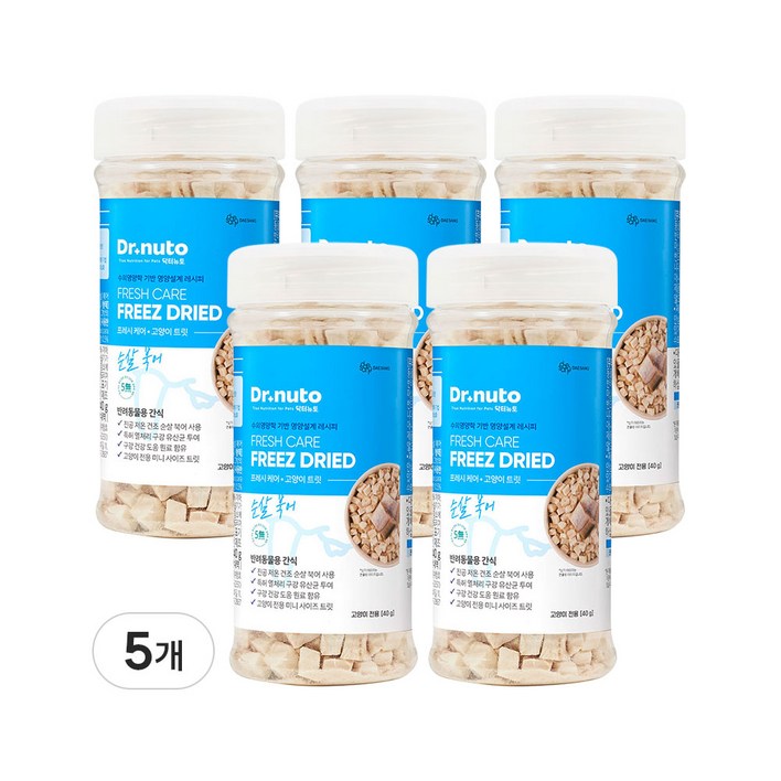 닥터뉴토 고양이 동결건조 간식 유산균 트릿 (구내염/구취/치석제거 도움), 5개, 40g, 북어