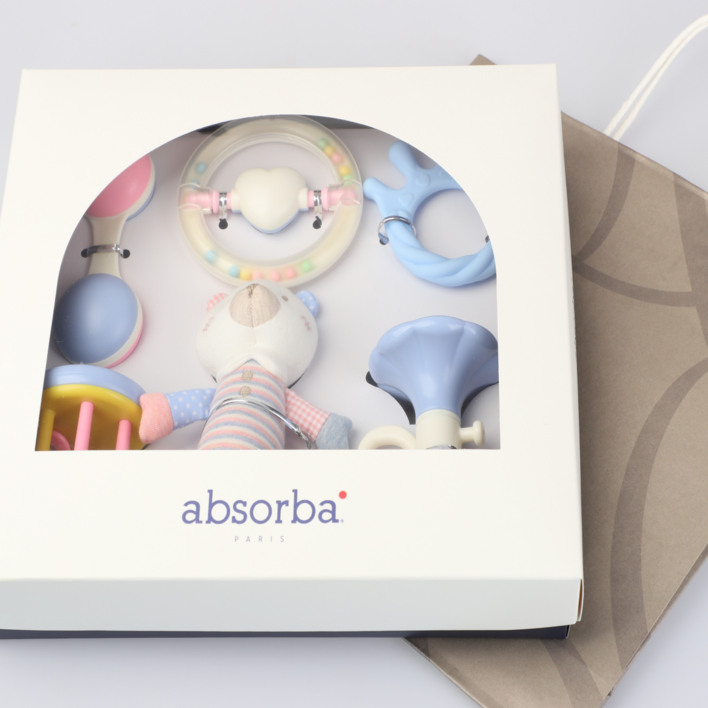 백화점 선물포장 압소바 출산선물세트 백일선물세트 아기 딸랑이 인형 치발기 세트