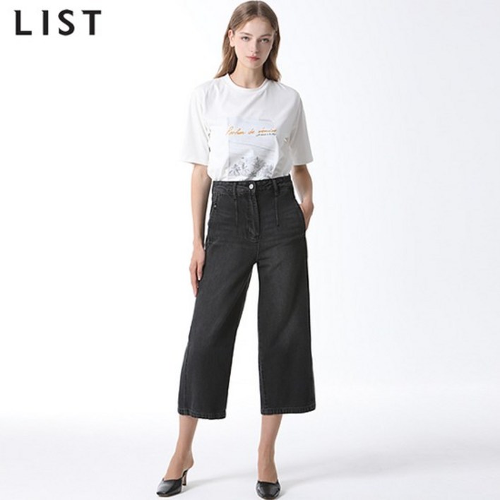 리스트 리스트LIST 와이드 크롭 데님 팬츠 택가격 178000원 리스트 리스트LIST 와이드 크롭 데님 팬츠 택가격 178000원