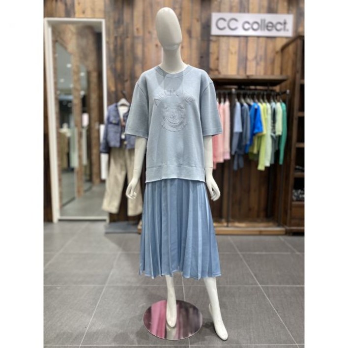  씨씨콜렉트  플리츠 블록 니트 롱 원피스 C223PSE0313645785 백화점