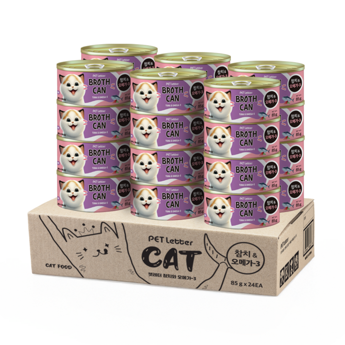 펫레터 촉촉육즙 고양이 최애 습식캔, 85g, 24개, 참치&오메가3