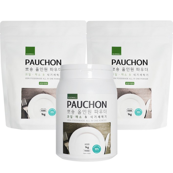 뽀숑 올인원파우더 알뜰세트 3kg 본품1리필2 식기세척기 젖병 식세기세제 과일세정제, 1개