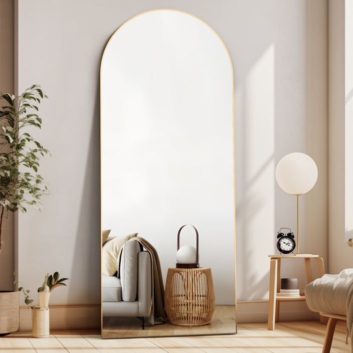 Brendayia 1650x600mm 아치형 전신거울 초대형 사이즈 전신거울 벽걸이 현관거울 드레스룸 침실 욕실 거실, 황금