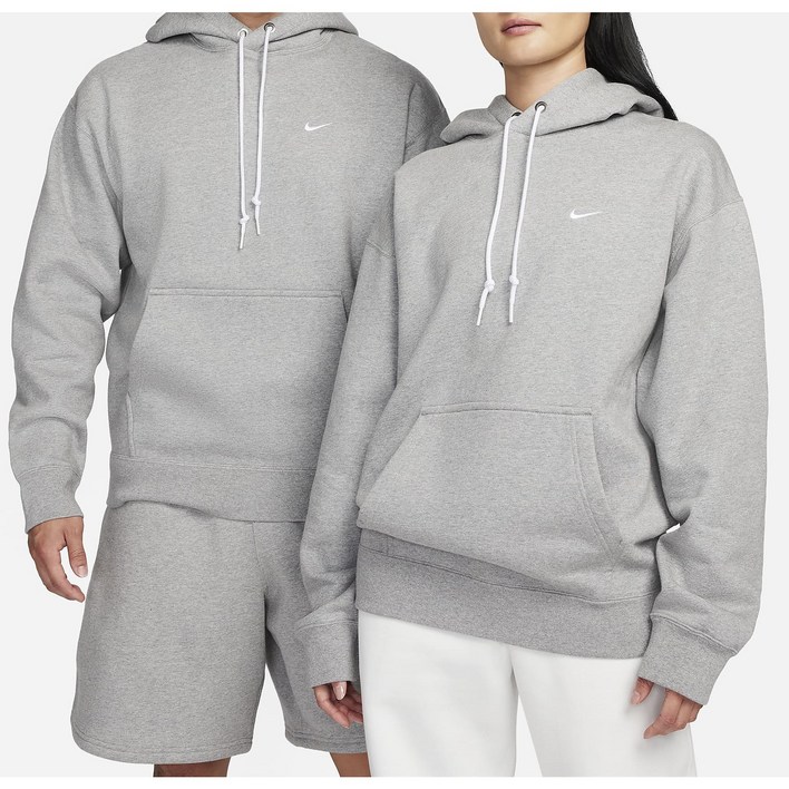 정품 나이키 기모 후드티 긴팔티 솔로 스우시 플리스 풀오버 후디 다크그레이