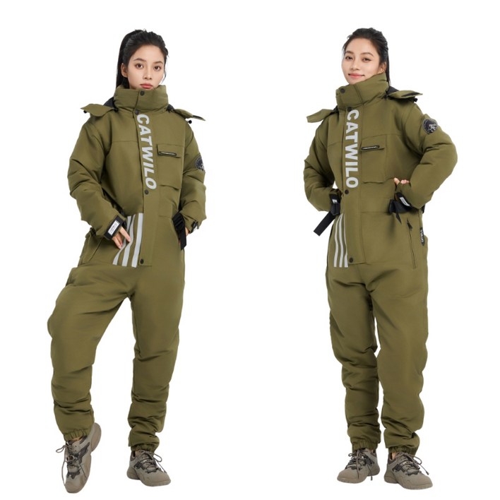 지누오  오토바이 방한복 배달 라이딩 일체형 우주복 허리조절가능스키복 겨울 스즈끼복 배달 방한복 바이크 방한 용품 패딩