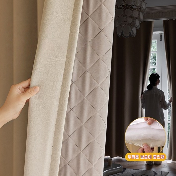 TLOML 방한커튼 겨울 방풍 커튼 아일렛형 비침없는 도톰차르르 커텐 거실커튼