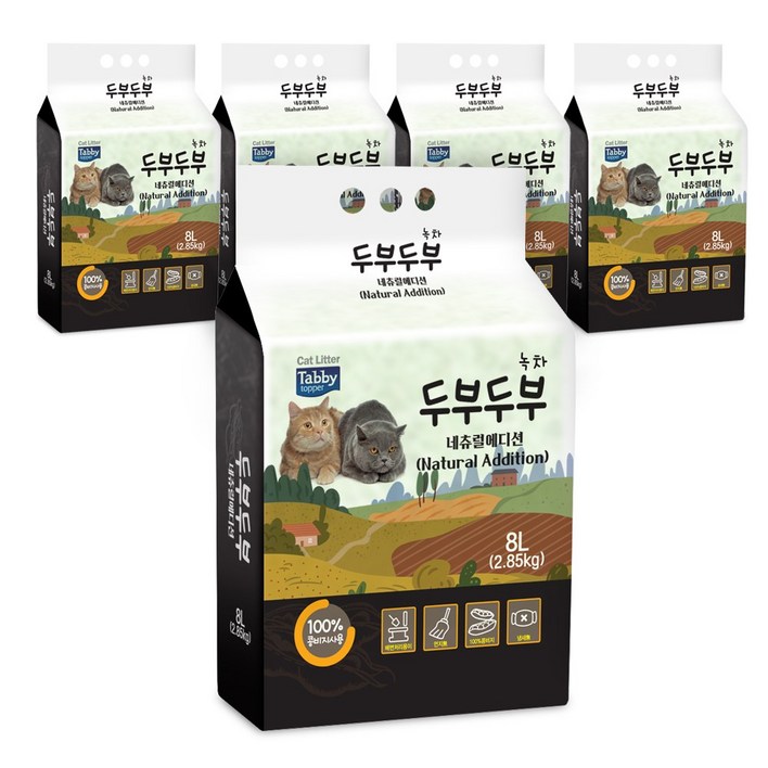 테비 두부두부 네츄럴에디션, 녹차, 5개, 8L