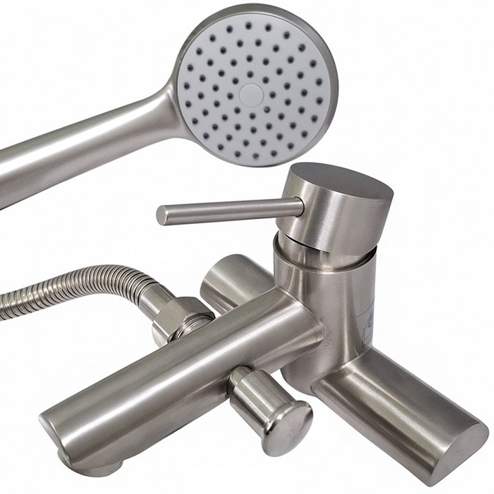 세면대 샤워기 겸용수전 2홀 무광 스텐 샤워겸용 KC KS인증 욕실 수도꼭지