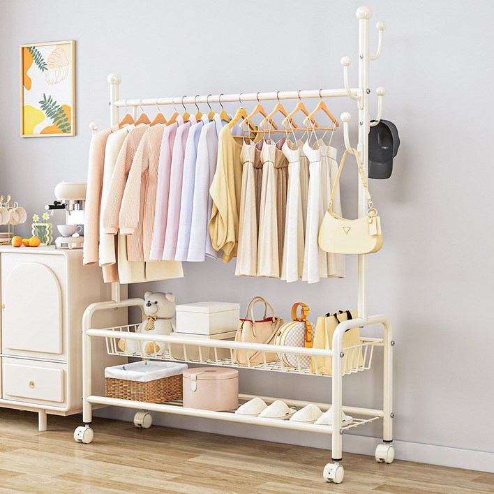 Kipnos 행거 이동식행거 스탠드 옷걸이행거 이동식 튼튼한행거 스탠드행거 철제 다용도, 화이트