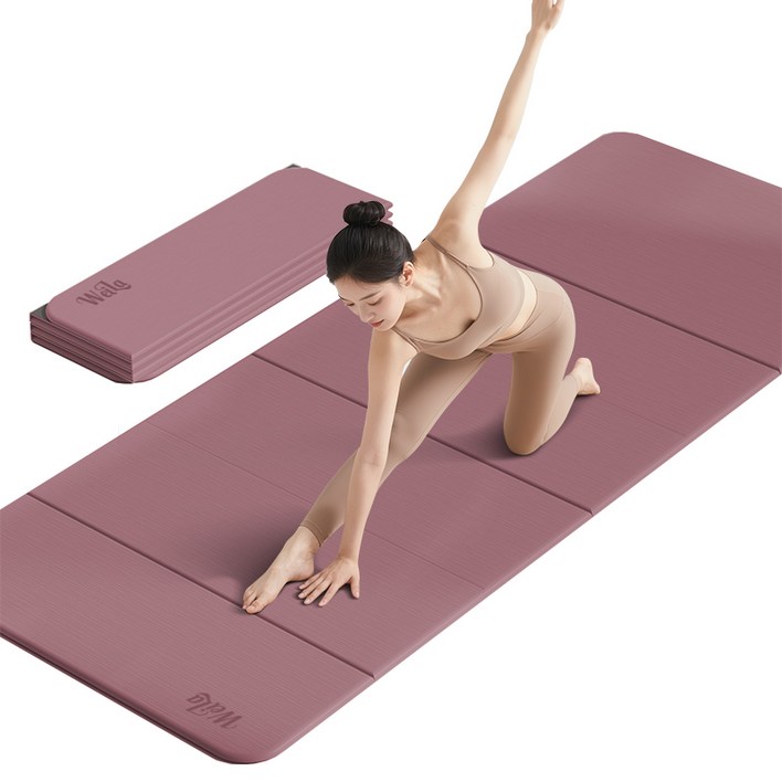 접이식 요가매트 두꺼운 TPE 10mm 층간소음 실내 운동매트, 1개, 핑크  실버