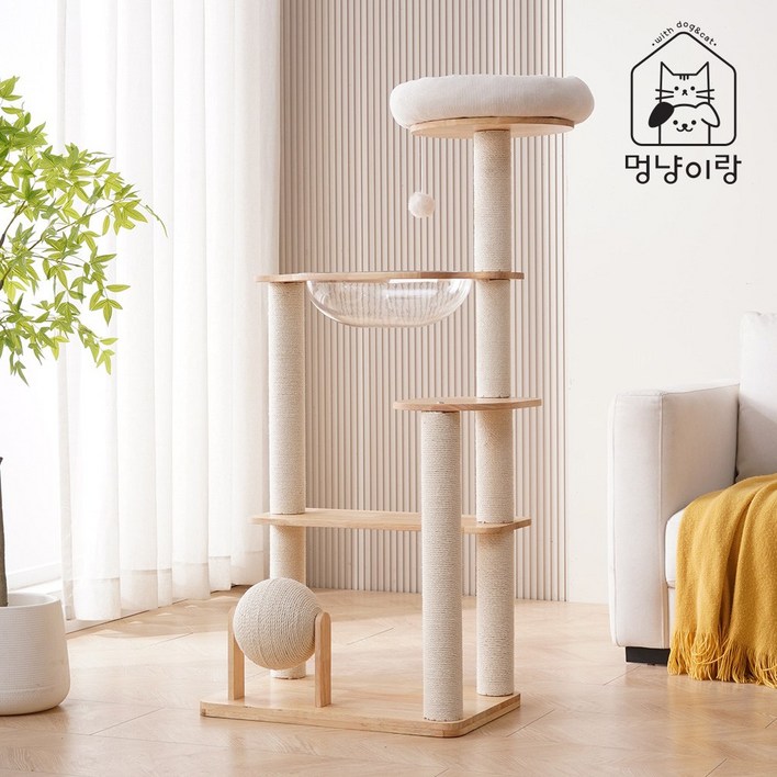 멍냥이랑 원목 대형 4단 클라우드업 캣타워, 1개, 단일색상