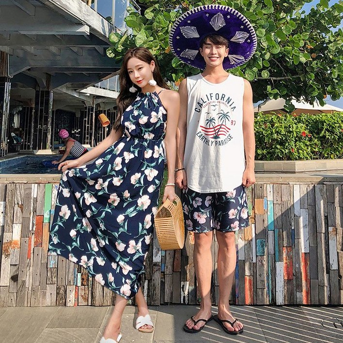 남여개별구매신혼여행 커플 비치웨어 휴양지 바캉스 허니문룩 OP16933F