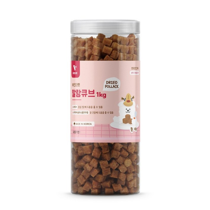 뷰인더펫 강아지간식 말랑큐브 황태 대용량 1kg, 황태, 1kg, 1개
