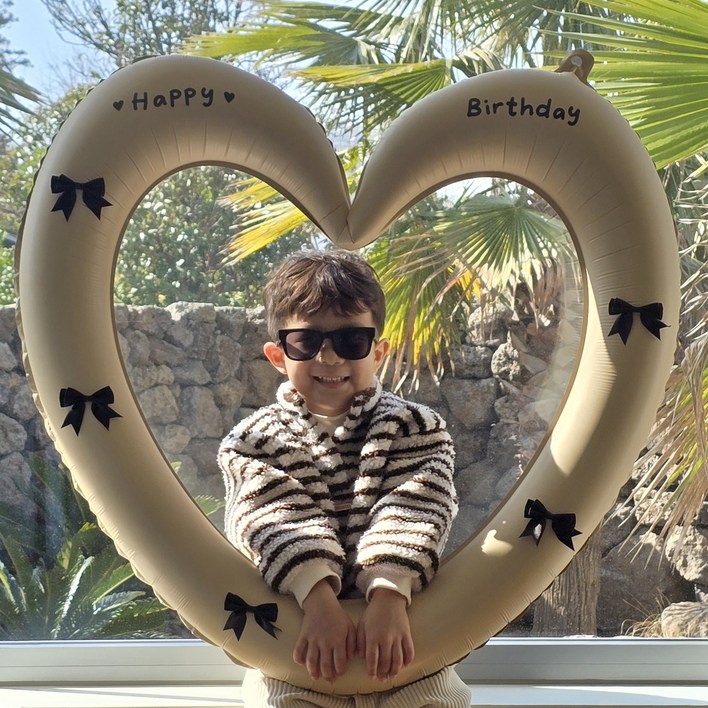 대형 하트 프레임 풍선 생일파티 풀세트 레터링+완제품 리본