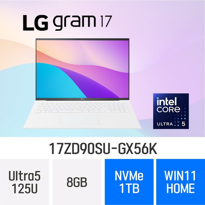 LG전자 2024 그램17 17ZD90SU-GX56K, 17ZD90SU-GX56K, WIN11 Home, 8GB, 1TB, 스노우화이트