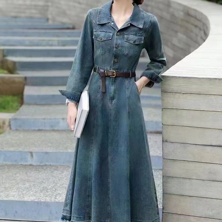 Skyciky 긴팔 청바지 원피스 여성 가을 신상 롱 원피스 JJ745