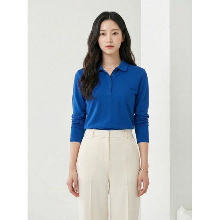 크로커다일레이디 퍼플 크로커 데일리 9부 카라 티셔츠 CLCSTS904