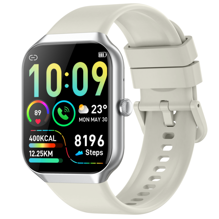 Donerton 통화가능 스마트워치 P99 1.96인치 대화면 한글판 GPS 스마트 워치, 블루투스, 4.953cm, 베이지