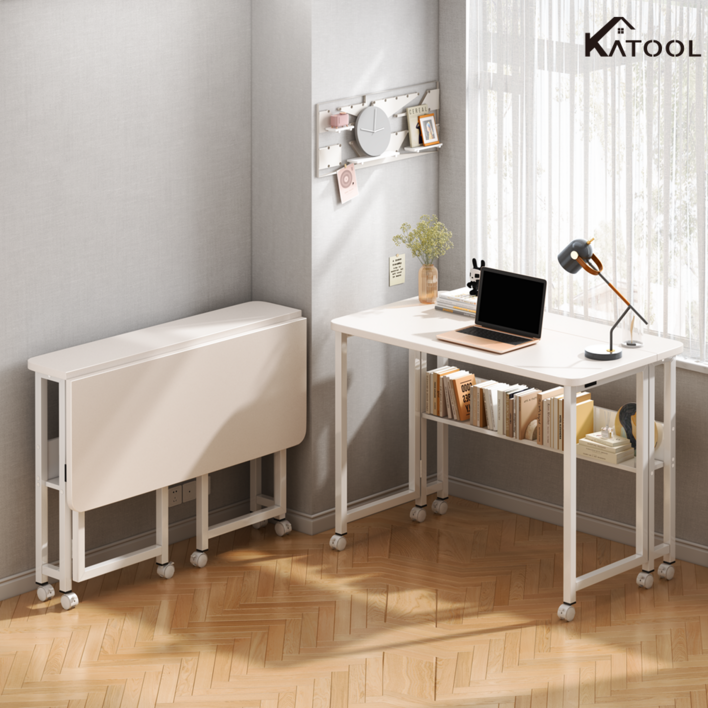 KATOOL 간편한 슬림 바퀴형 이동식 접이식 폴딩 책상 업그레이드 컴퓨터 공부 책상