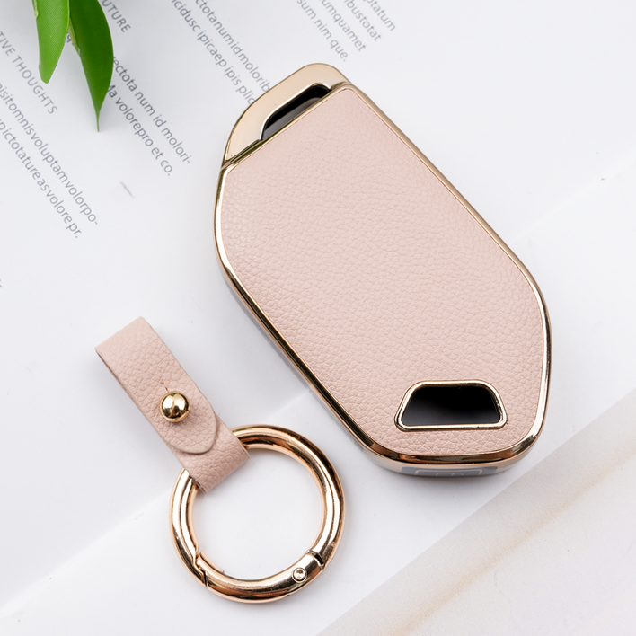 기아 EV9 쏘렌토 MQ4 카니발 KA4 KA5 모닝 GT 호환 가죽 TPU 키케이스 키홀더 키링, 7버튼(TL07), 아이보리골드