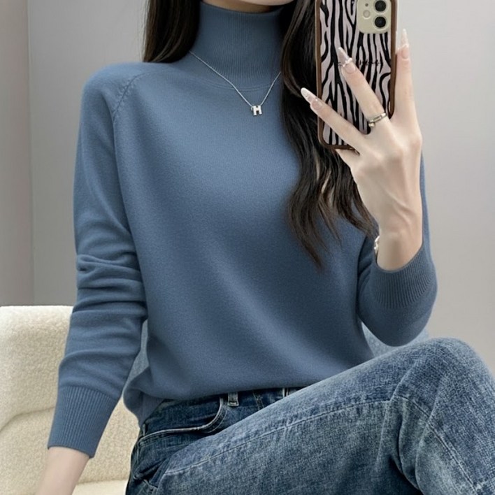 에쉬울프 여성 가을겨울 단색 목폴라 부드러운 스웨터 니트 MMA  794