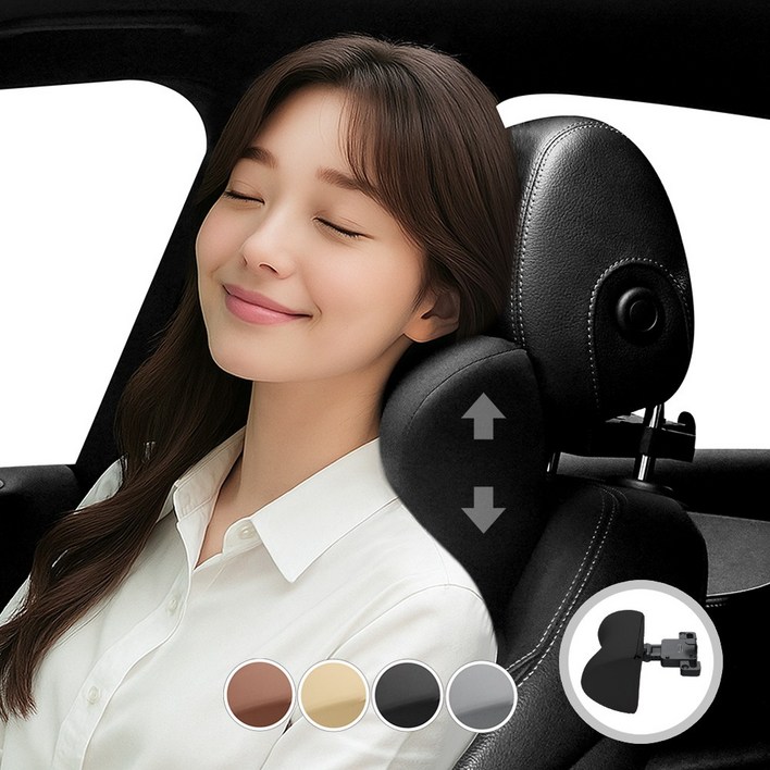 카사장 9단모션 메모리폼 극세사 차량용 목쿠션, 매트 블랙, 1개