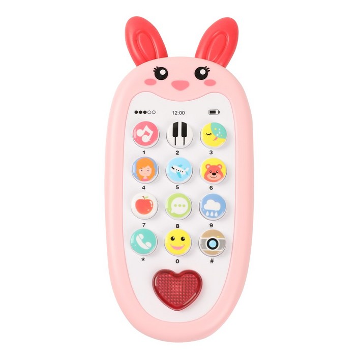 베어블리 73가지 토끼, 기린 핸드폰 멜로디 버튼식 교육용 오감자극 치발기 장난감, 핑크 토끼, 1개