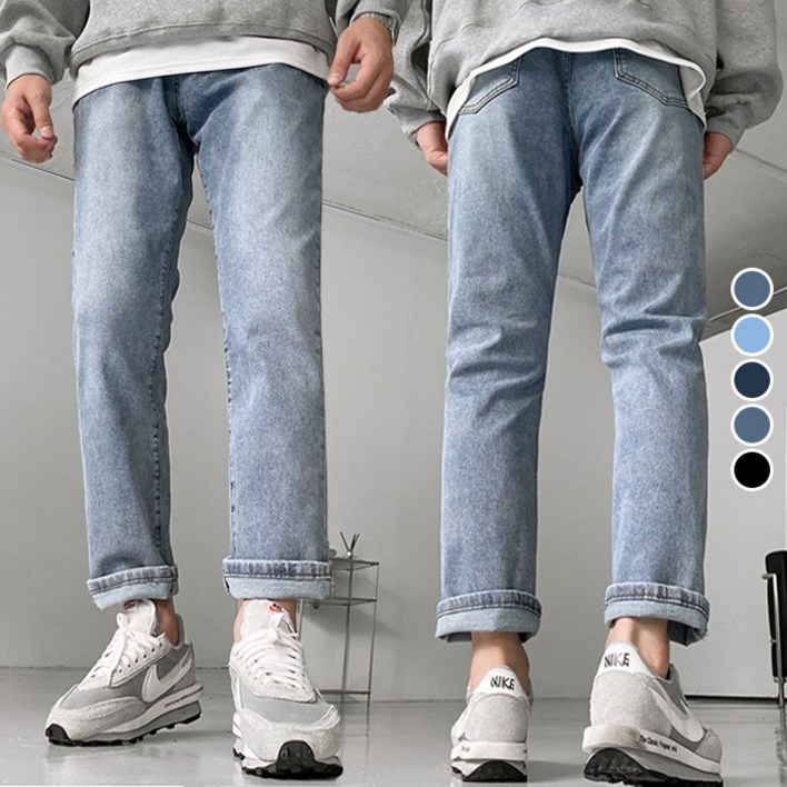 사계절 청바지 히든밴딩 스판 테이퍼드 빅사이즈 일자 워싱 국민 팬츠 청바지 (5color)