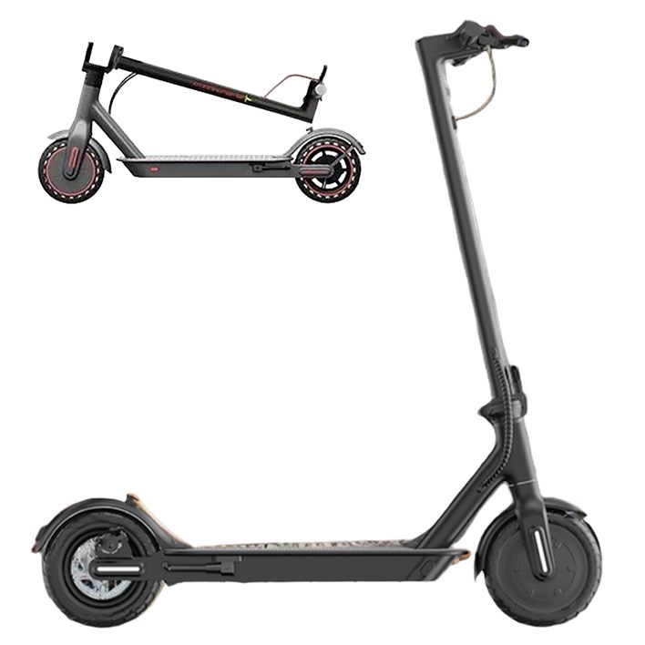 접이식 전동 퀵보드 폴딩 휴대 듀얼 브레이크 성인 킥보드 롱보드 두발 LED 배달, 블랙, 1개