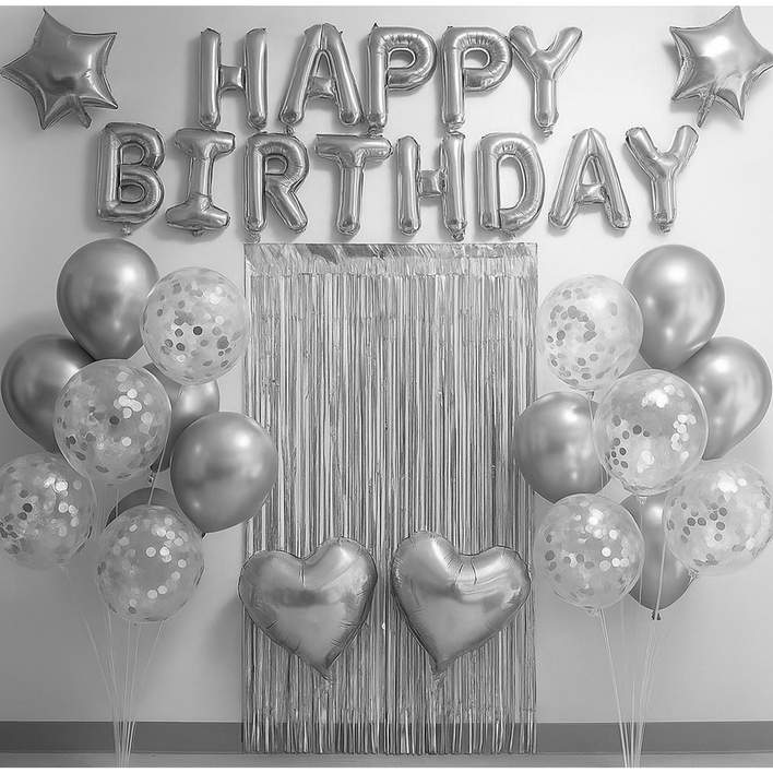 파인땡큐 해피버스데이 생일파티 세트 은박 풍선 가랜드 장식 세트