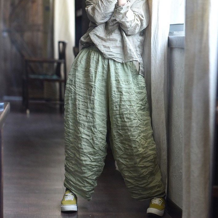 하마마스 린넨 항아리핏 밴딩 팬츠