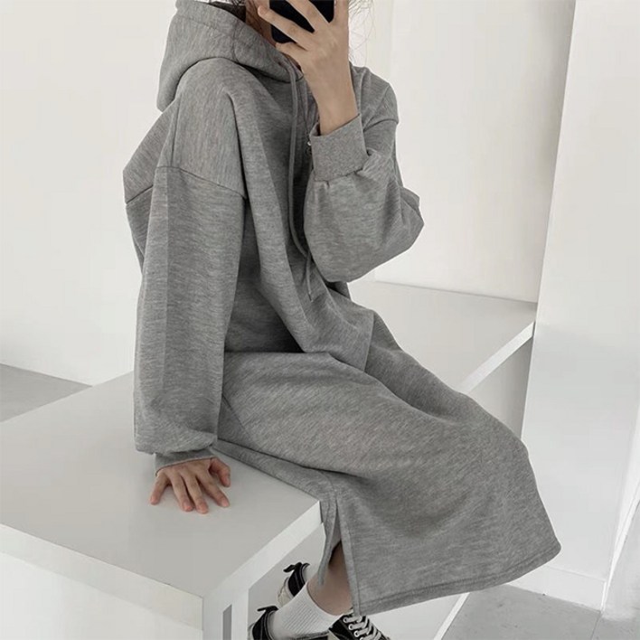 제이로그  후드 오버핏 롱 원피스 바로후드롱OPS
