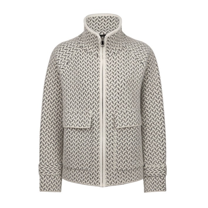 자카드 하이넥 니트 자켓